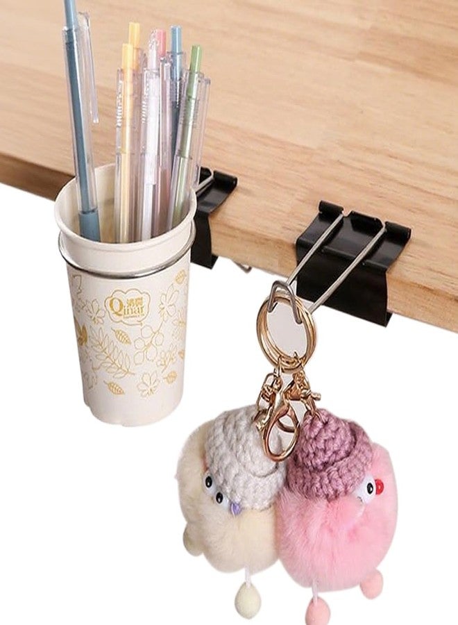 OULIGET Desk Cup Holder Binder Clips Hooks,Disposable Paper Cup Table Edge Clamp,Headphone Bag Keys Hats Pencil Hanger for Home Office and School,2 Pack - Image 1