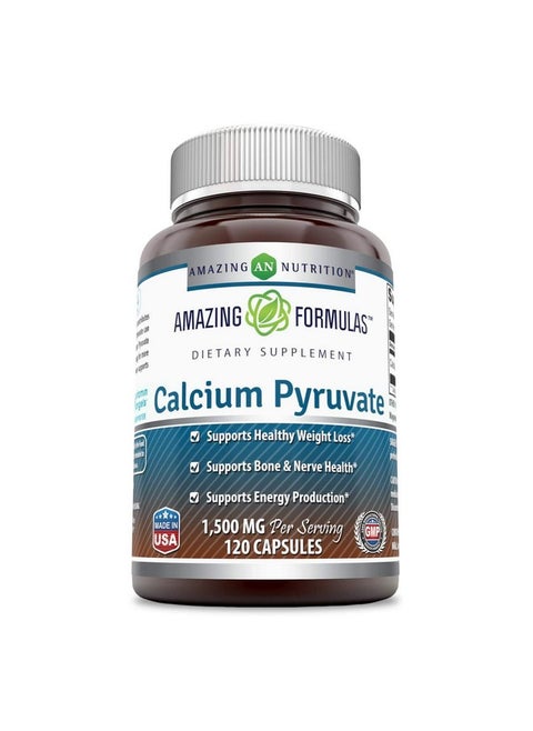 Amazing Formulas Calcium Pyruvate Supplement 1500Mg Capsules Non Gmogluten Free Energy Support Plus Bone  Nerve Health 120 Count