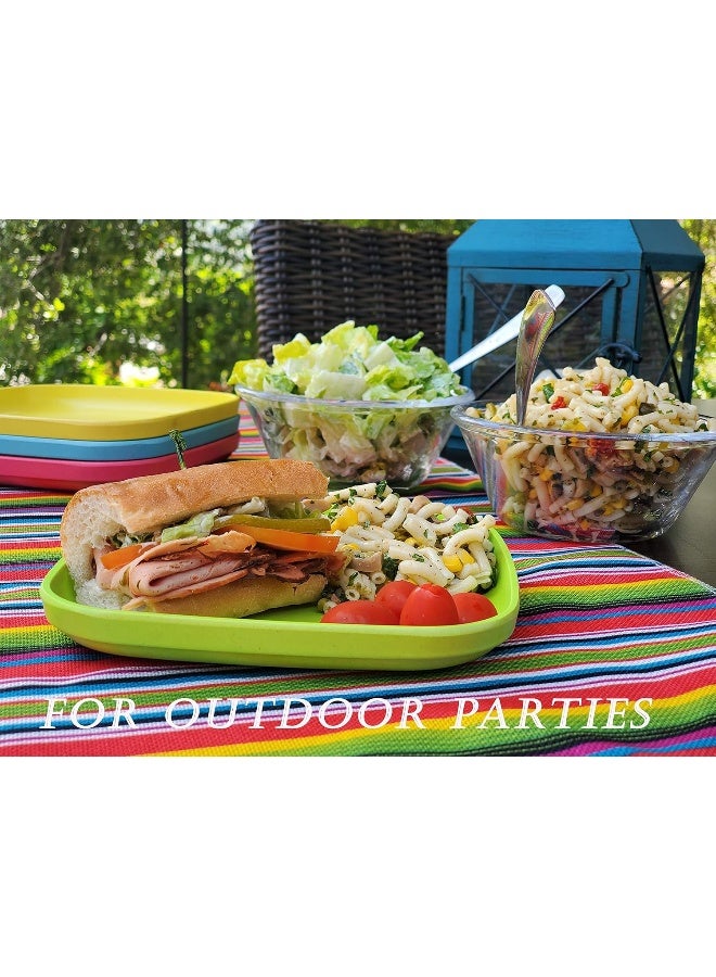 1 Click Bamboo Kids Plates, (4 Color Set), Stackable, Reusable, Deep sides for Easy Kids, Toddlers and Big Kids Feeding, Dishwasher Safe, Bamboo Dinnerware Set - Image 3