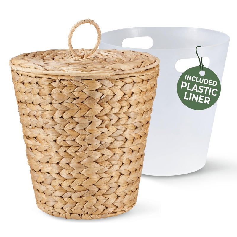 سلة مهملات من الروطان سعة 3 جالون مع غطاء وبطانة 84ECO
