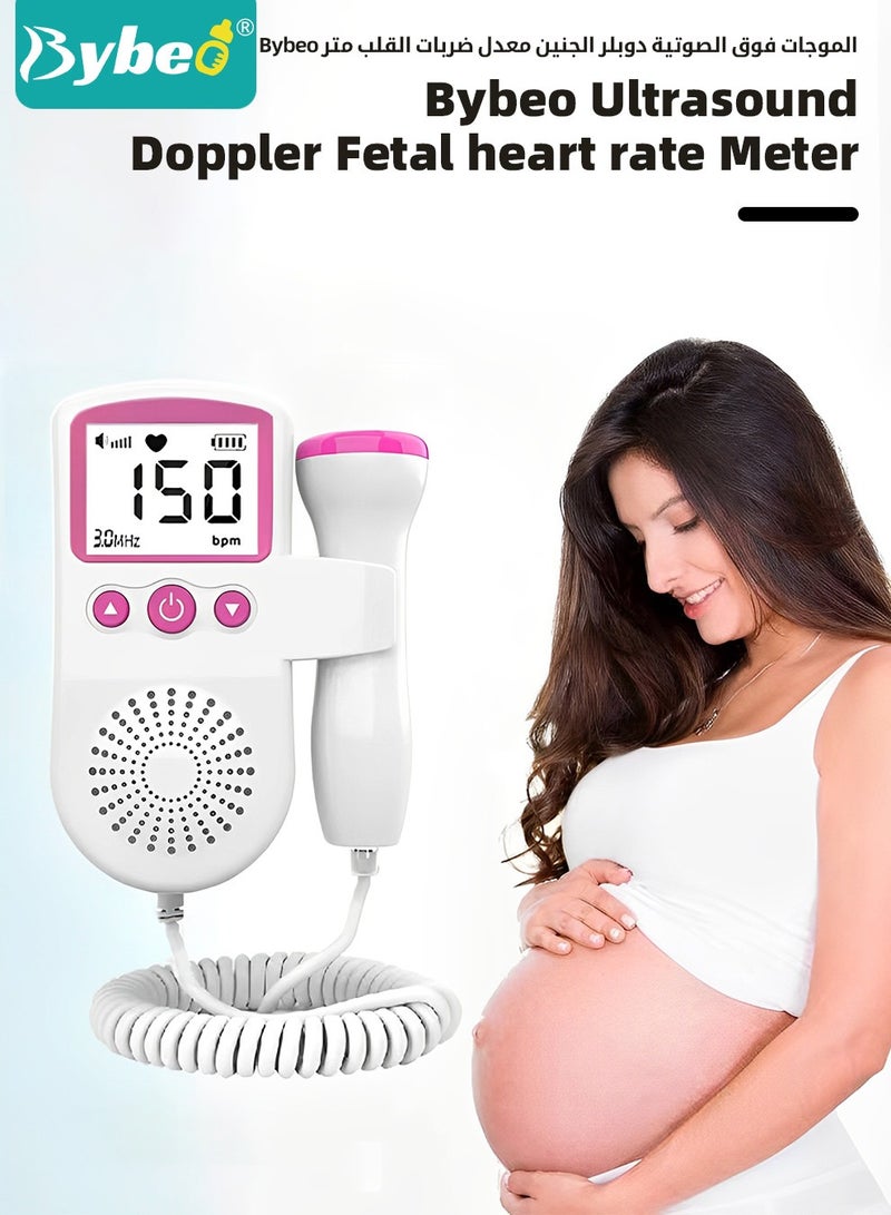 Bybeo Baby Fetal Doppler, Fetal Heart Rate Monitor, Ultrasound Heart Rate Detector, Probe Prenatal Baby Fetal Heartrate Monitor, Home Doppler Meter with LCD Display with 2 PCS Monitor Belt - Image 2