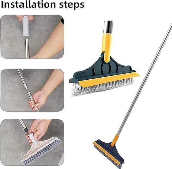 Flawless 2-in-1 Bathroom Cleaning Brush with Wiper - Long Handle 180° Rotate Toilet Brush, Tiles Cleaning, Floor Scrub for Kitchen and Bathroom Accessories (2 in 1 Tiles Brush) (2 in 1 Cleaning Brush) - Image 5