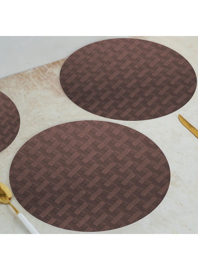 ElastPro Ethylene Vinyl Acetate Round Placemat Set Of 4 Heat-Resistant Place Mats Stain Resistant Washable, Dining Table (Diagonal Pattern, Coffee Brown) - Image 4
