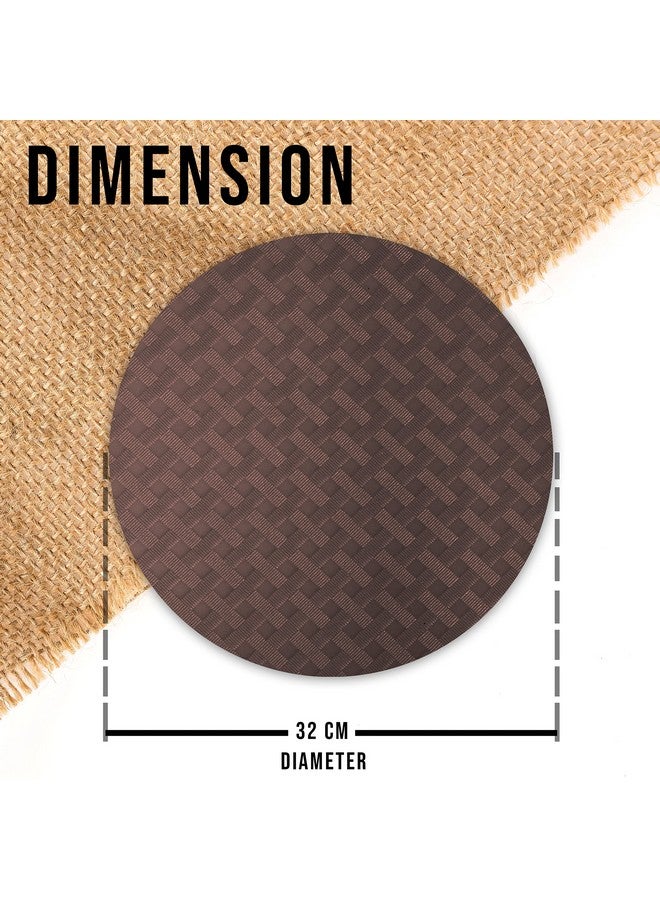 ElastPro Ethylene Vinyl Acetate Round Placemat Set Of 4 Heat-Resistant Place Mats Stain Resistant Washable, Dining Table (Diagonal Pattern, Coffee Brown) - Image 2