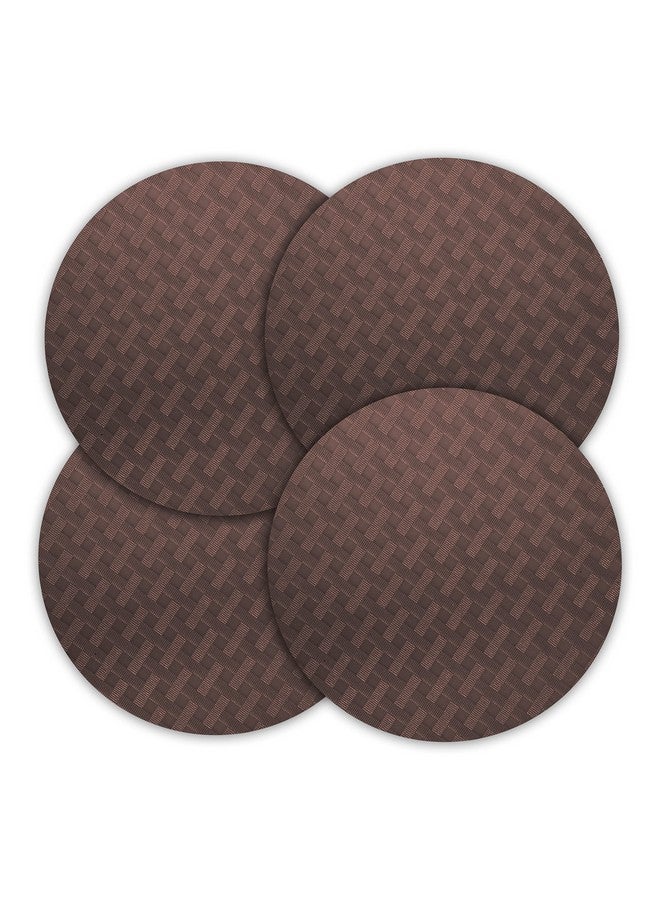 ElastPro Ethylene Vinyl Acetate Round Placemat Set Of 4 Heat-Resistant Place Mats Stain Resistant Washable, Dining Table (Diagonal Pattern, Coffee Brown) - Image 1