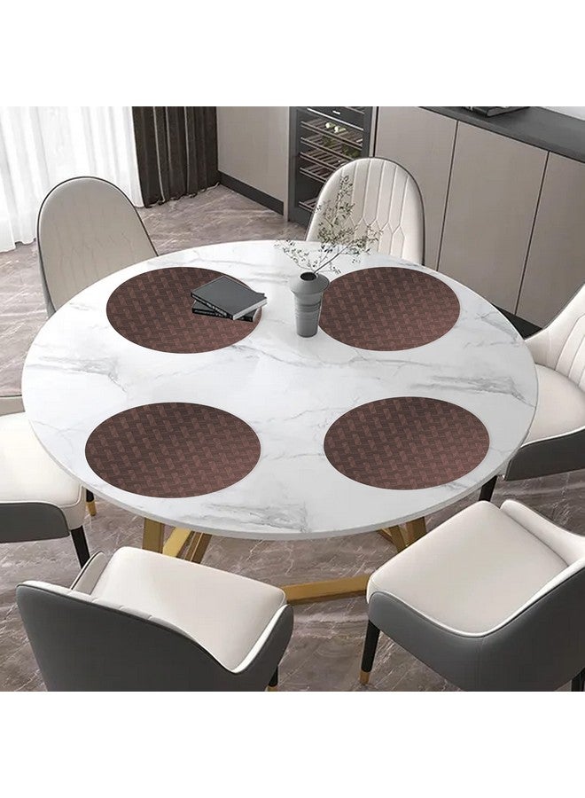 ElastPro Ethylene Vinyl Acetate Round Placemat Set Of 4 Heat-Resistant Place Mats Stain Resistant Washable, Dining Table (Diagonal Pattern, Coffee Brown) - Image 5