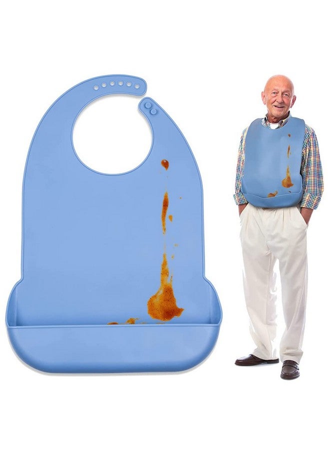 Hannea مريلة هانيه® السيليكونية للبالغين، مريلة قابلة للتعديل ومقاومة للماء، مريلة كبيرة مع جيب مانع للتسرب، مريلة قابلة للغسل للبالغين للرجال والنساء، قماش تناول الطعام لكبار السن وذوي الاحتياجات الخاصة - Image 1