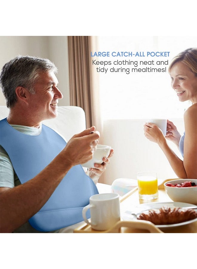 Hannea مريلة هانيه® السيليكونية للبالغين، مريلة قابلة للتعديل ومقاومة للماء، مريلة كبيرة مع جيب مانع للتسرب، مريلة قابلة للغسل للبالغين للرجال والنساء، قماش تناول الطعام لكبار السن وذوي الاحتياجات الخاصة - Image 2