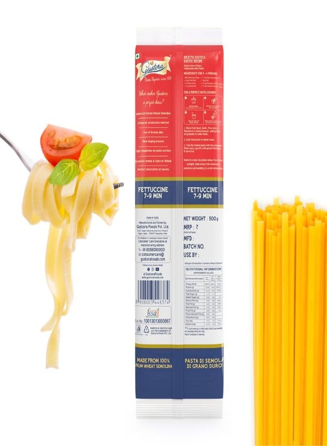 Gustora Healthy Fettuccine & Pipe Rigate Pasta Combo Made Of Durum Wheat Semolina I Rich In Protein & Fibre I Zero Cholesterol I Vegetarian I No Trans - Fat I Cooking Time 10 Min - (500 Gm X 2) - Image 3