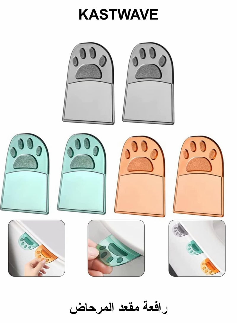 KASTWAVE Toilet Cover Lifter, 6 Pcs Cat Paw Toilet Seat Lifter Plastic Toilet Lid Lifters Avoid Touching Self adhesive Hygiene for Office, Hotel and Home - Image 1