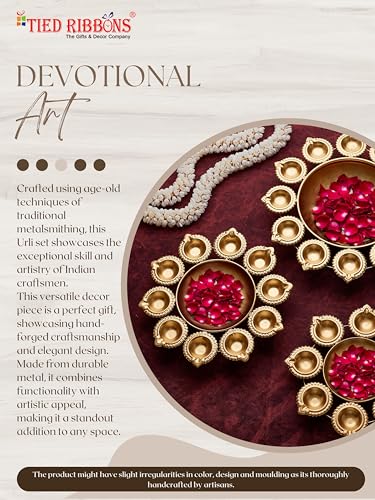 TIED RIBBONS Diya Shape Urli Bowl Set for Decoration | Iron, 10,11,13 Inch | Set of 3 | Flower Decorative Bowl for Wedding, Pooja, Christmas Decorations, Indian Décor - Image 5