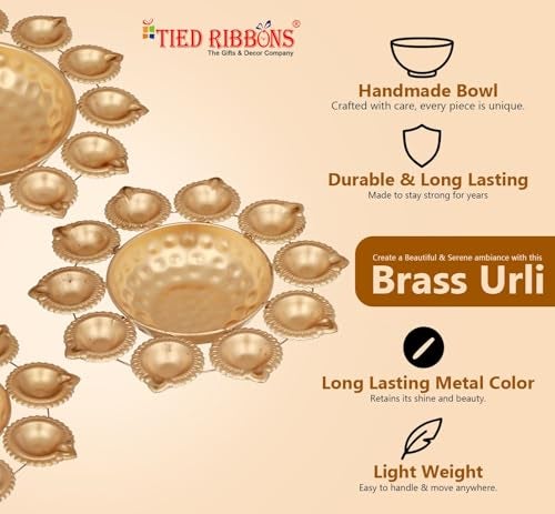 TIED RIBBONS Diya Shape Urli Bowl Set for Decoration | Iron, 10,11,13 Inch | Set of 3 | Flower Decorative Bowl for Wedding, Pooja, Christmas Decorations, Indian Décor - Image 3