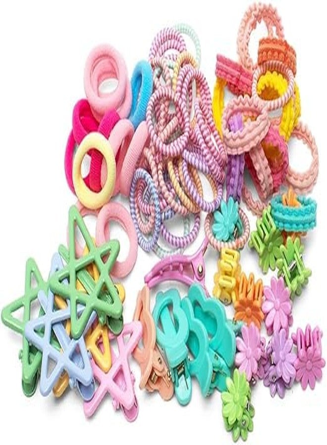 ZEBROC Kids Hair Accessories Set with Transparent Purse | Assorted Mini Hair Ties, Coil Bands, Flower Clips, Mini-Clutchers, Heart & Star Clips | Multicolour Styling Kit for Girls - Image 5