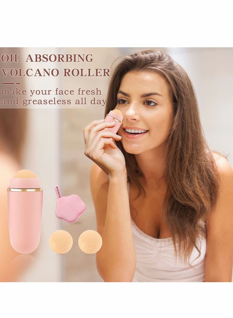 Excefore Volcanic Face Roller Oil Control On-the-Go, Reusable with Two Replaceable Balls and Cleaning Sponge Instant Results Remove Excess Shine Rolling Stone for Absorbing Skin Care - Image 2