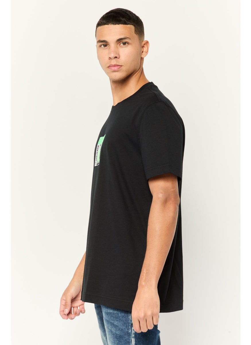 ESPRIT Men Crew Neck Short Sleeve Graphic Print T-Shirt, Black  - Image 2