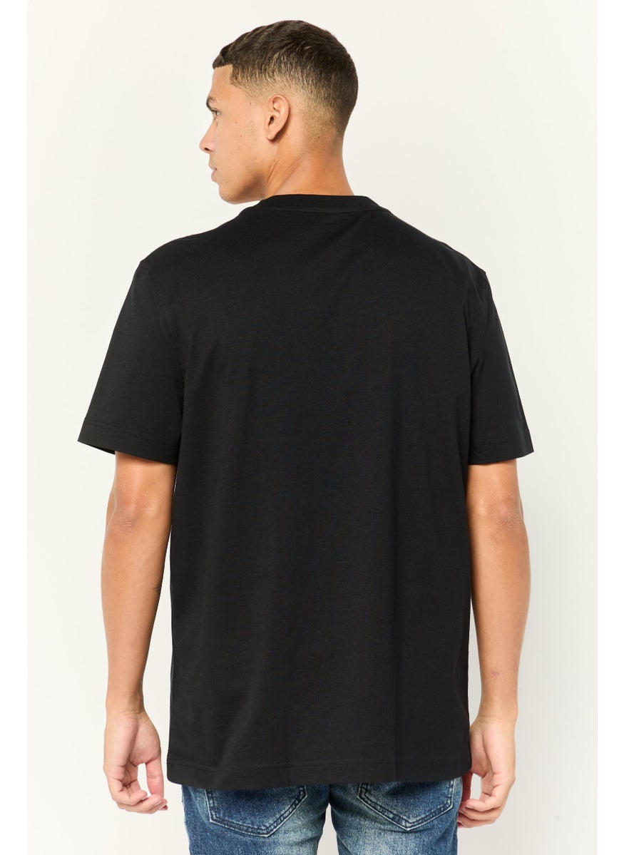 ESPRIT Men Crew Neck Short Sleeve Graphic Print T-Shirt, Black  - Image 3