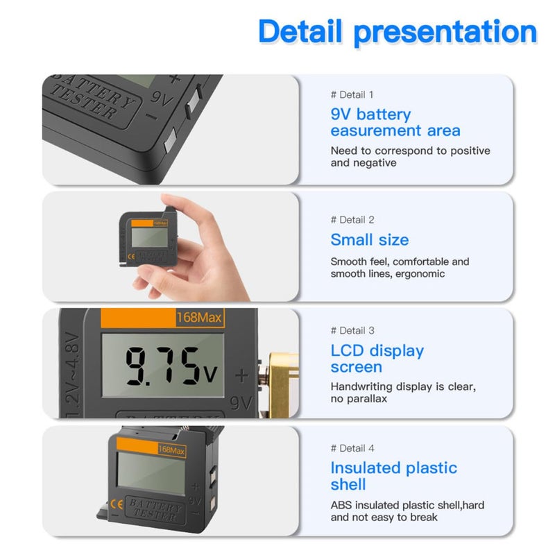 مقياس الجهد المحمول عالي الدقة لاختبار بطارية السيارة والدراجة النارية بشاشة LCD - Image 5