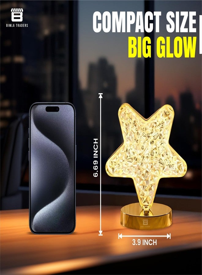 BTfash 3D Star Desk Lamp | Cute Decorative Table Lamp | Acrylic Metal Bedside | Night Light for Living Room, Bedroom, Dining Party Lamp | (Star) - Image 4