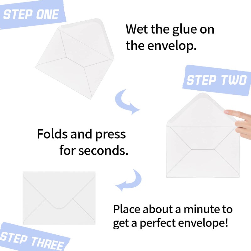 Ouzoustate A7 Envelopes 100 Pack White 5x7 V Flap Invitation Envelopes for 5x7 Photos,Cards, Birthday, Weddings, Graduations, Announcements, Baby Shower 5.28 "x 7.13"(white) - Image 3