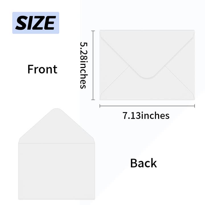 Ouzoustate A7 Envelopes 100 Pack White 5x7 V Flap Invitation Envelopes for 5x7 Photos,Cards, Birthday, Weddings, Graduations, Announcements, Baby Shower 5.28 "x 7.13"(white) - Image 2