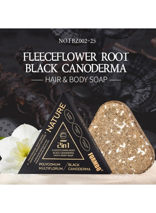 FORMBO's newly upgraded Polygonum Multiflorum Black Ganoderma Soap is perfect for shampooing, bathing, and two-in-one use. - Image 2