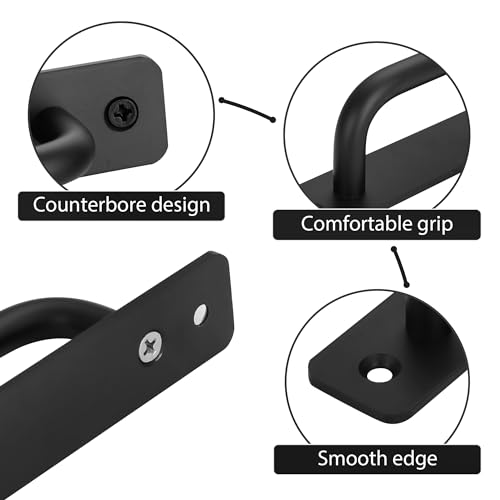 Malimali 4 Pack Black Barn Door Handles, 5" Hole Center Gate Handle Sliding Door Handles Modern Aluminium Door Pull for Pocket Door Bifold Closet Doors Hardware Replacement - Image 3