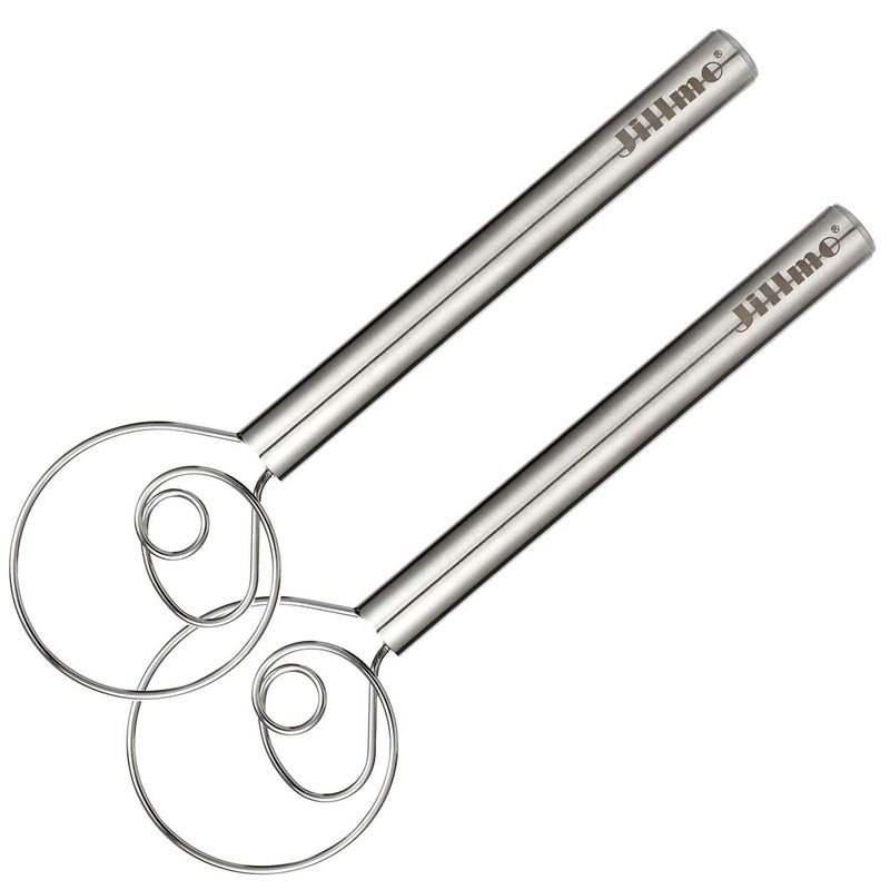 Jillmo Danish Dough Whisk 12 inch Stainless Steel Bread Whisk 2 Pack