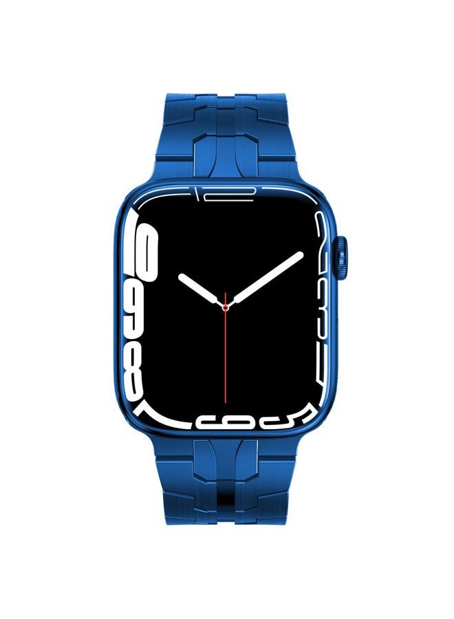 NewWays Metal Band Compatible with Apple Watch Band Ultra 49mm Series 8 45mm 44mm 42mm Series7 SE 6 5 4 3 iWatch Stainless Steel Link Bands, Blue - Image 2