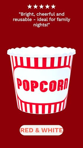 ONONEXPRESS Modern Style Reusable Plastic Popcorn Box/Popcorn Containers/Popcorn Bowls Set for Movie Theater Night - (BPA Free - 4 Pack - 75 oz) (Popcorn Mix E) - Image 4