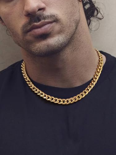 ChainsPro 18k Gold Curb Chain for Men 6mm 24 inch Golden Necklace Men Chain Gold - Image 2