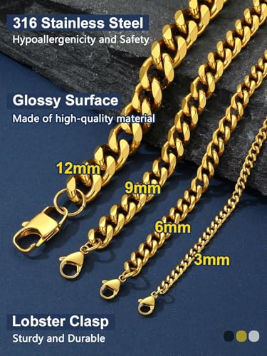ChainsPro 18k Gold Curb Chain for Men 6mm 24 inch Golden Necklace Men Chain Gold - Image 4