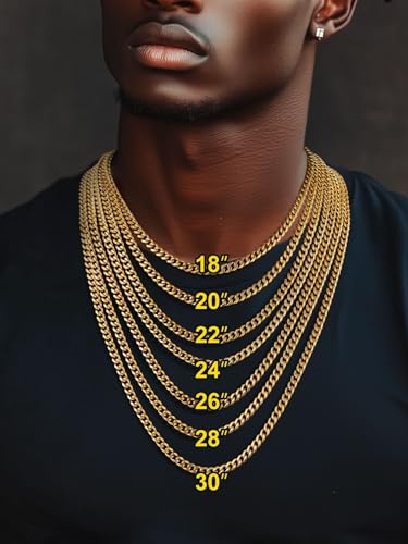 ChainsPro 18k Gold Curb Chain for Men 6mm 24 inch Golden Necklace Men Chain Gold - Image 5