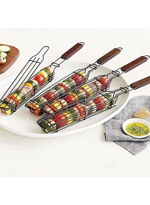 COSKIRA COSKIRA Plated Stainless Steel BBQ Portable Barbecue BBQ Grill Net Barbecue Grilling Clip Fish Rack BBQ Accessories Camping BBQ Fish Grill Clip Barbecue Net Basket for Steak PotatoesChopsKabob2  - Image 3