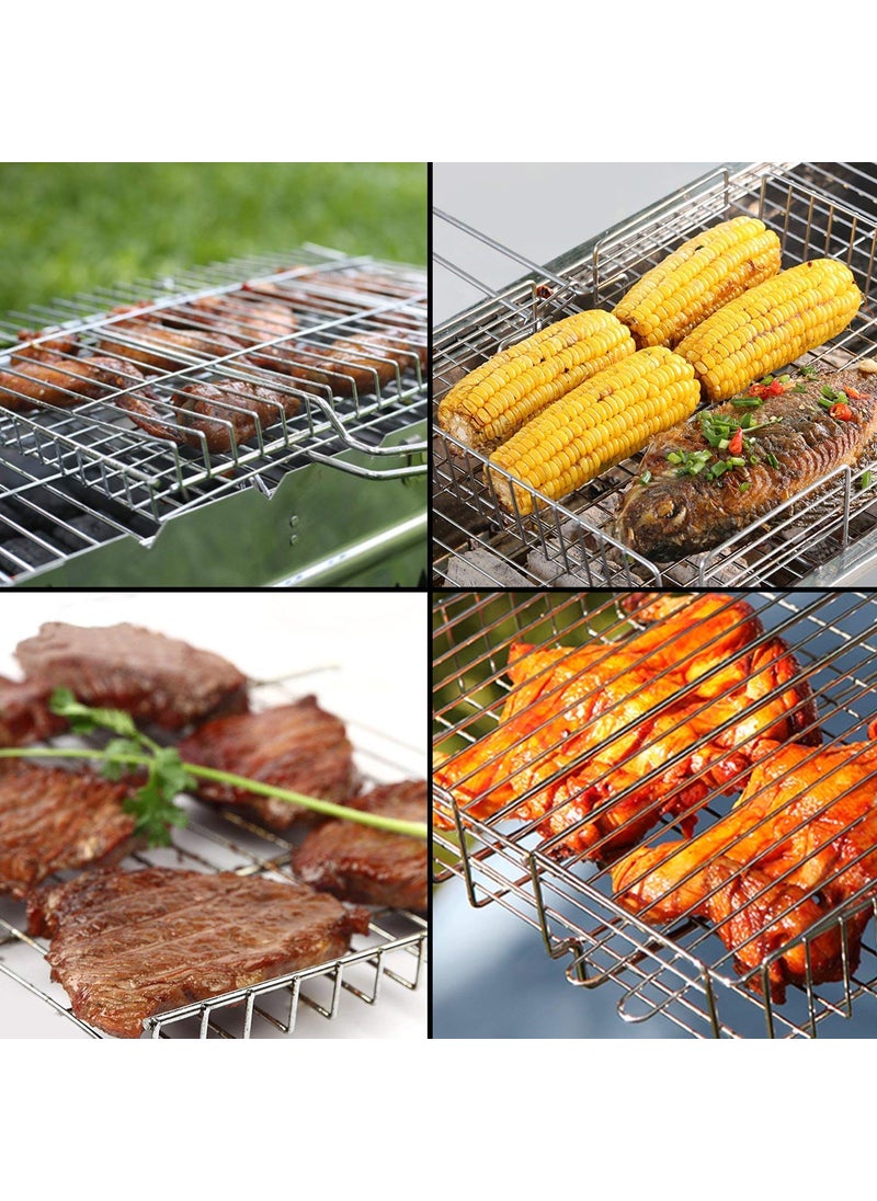 COSKIRA COSKIRA Plated Stainless Steel BBQ Portable Barbecue BBQ Grill Net Barbecue Grilling Clip Fish Rack BBQ Accessories Camping BBQ Fish Grill Clip Barbecue Net Basket for Steak PotatoesChopsKabob2  - Image 4