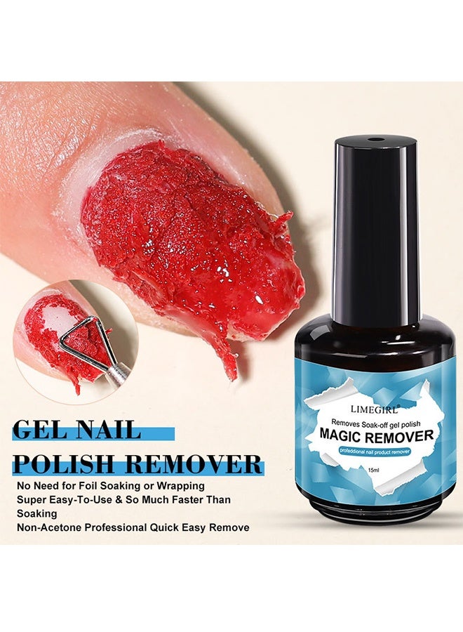 LIMEGIRL Professional Removes Soak Off Gel Polish, Professional Nail Polish Magic Remover In 3 Mins Quickly Removes Soak Off Gel Polish UV Art Nail Lacquer 15ML - Image 5