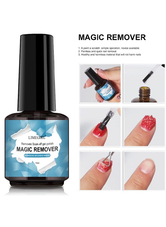 LIMEGIRL Professional Removes Soak Off Gel Polish, Professional Nail Polish Magic Remover In 3 Mins Quickly Removes Soak Off Gel Polish UV Art Nail Lacquer 15ML - Image 3