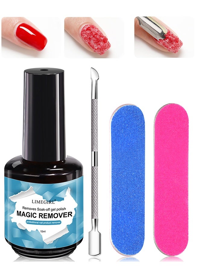 LIMEGIRL Professional Removes Soak Off Gel Polish, Professional Nail Polish Magic Remover In 3 Mins Quickly Removes Soak Off Gel Polish UV Art Nail Lacquer 15ML - Image 1