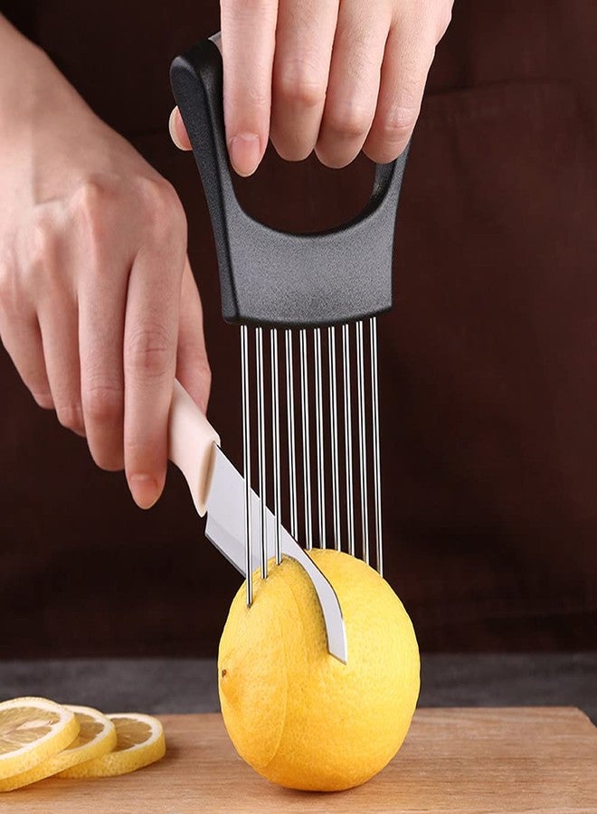 Hvanam Onion Cut Tomato Slicer Lemon Handy Kitchen Slicing Tool With 10 Even Prongs For Onion Lemon Potato Tomato Slices And Can Be Used To Assist In Cutting Fish, Meat Or Loosen Meat (Black) - Image 3
