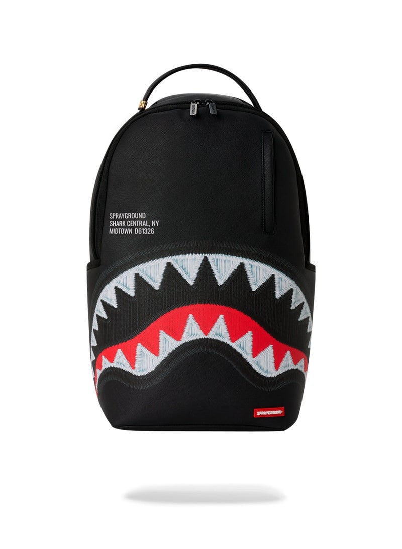 SPRAYGROUND SHARK CENTRAL BLACK EMBROIDERED SHARK DLXSV BACKPACK - Image 1