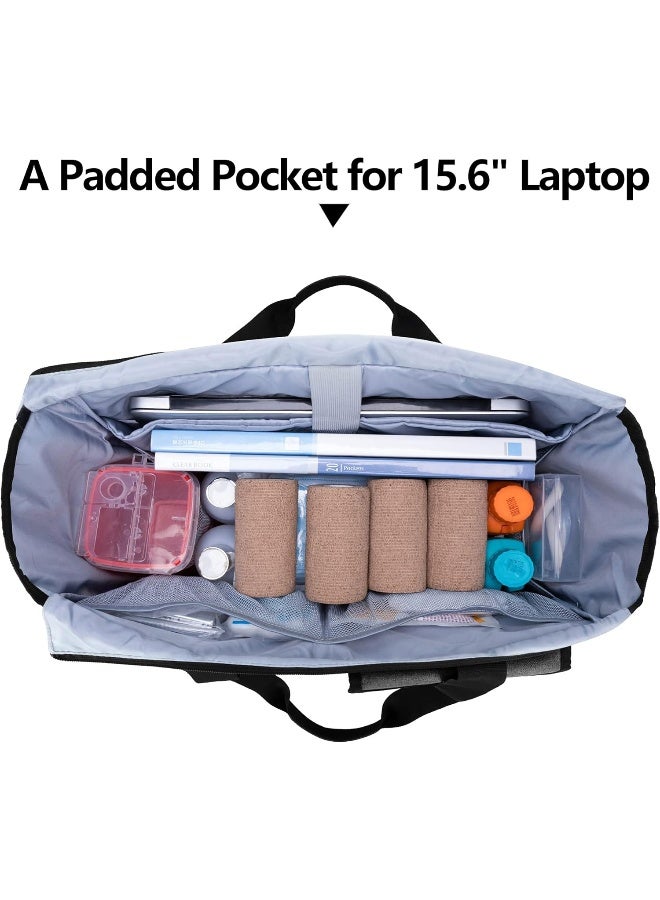 Trunab Nurse Tote Bag for Work with Padded 15.6â€ Laptop Sleeve, Nurse Bag for Hospice Visit, Home Health Care (Grey) - Image 3