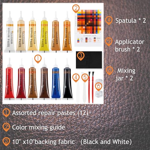 Plfawu 21Pcs Leather & Vinyl Repair Kit | Repairs Tears, Holes, Scratches & Peeling on Furniture, Car Seats & Jackets | Fast Application, Mixable Colors, All Leather Types - Image 3