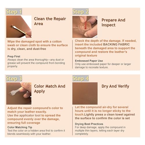 Plfawu 21Pcs Leather & Vinyl Repair Kit | Repairs Tears, Holes, Scratches & Peeling on Furniture, Car Seats & Jackets | Fast Application, Mixable Colors, All Leather Types - Image 4