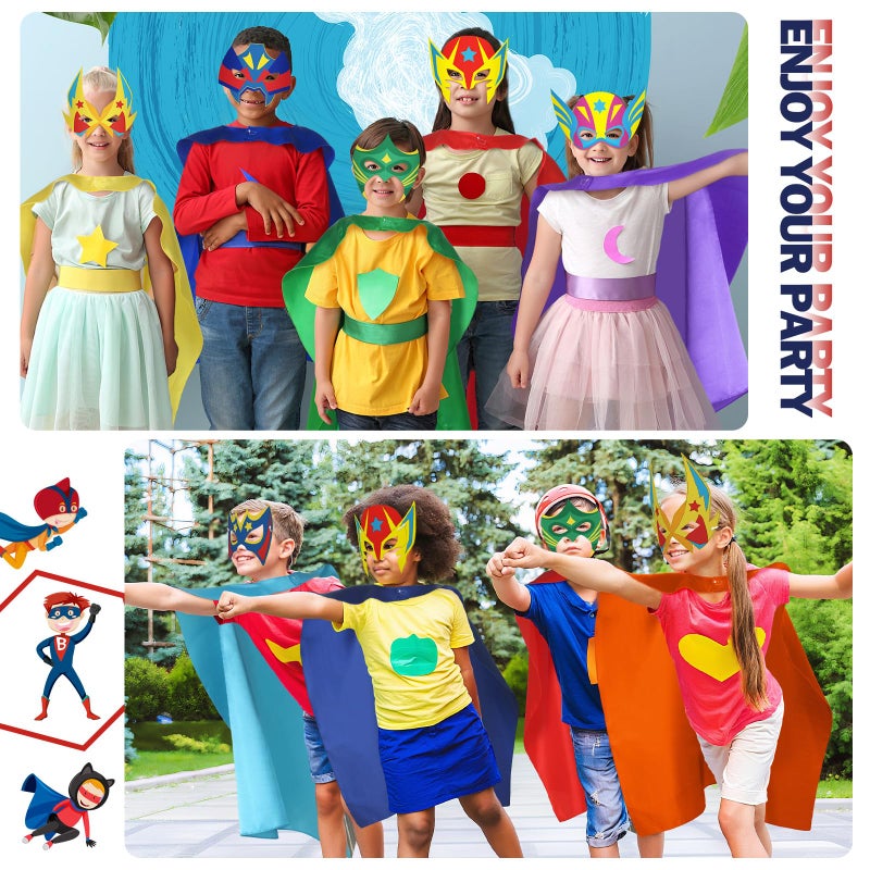 Sosation 24 Sets Hero Masks and Capes for Kids Party Favors DIY Blank 12 Styles Hero Masks Capes for Boy and Girls Children Birthday Dress up Group Activity Costume Toys Gifts - Image 5