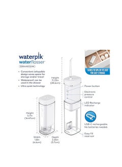 Waterpik Waterpik Cordless Slide Professional Water Flosser, Portable Collapsible for Travel and Storage, with Travel Bag and 4 Tips, ADA Accepted, Rechargeable and Waterproof, White WF-17CD010-1  - Image 4