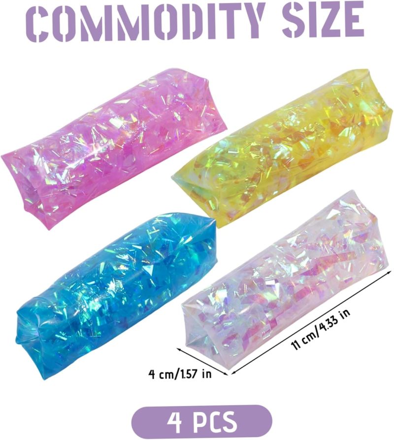Water Snake Stress Toy 4-Pack 11cm Soft Durable Rubber - Captivating Shimmering Ribbons Stress Relief Toy for Kids Adults Office School On-the-Go Use - Image 4