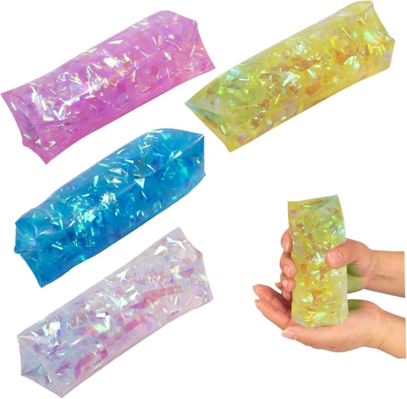 Water Snake Stress Toy 4-Pack 11cm Soft Durable Rubber - Captivating Shimmering Ribbons Stress Relief Toy for Kids Adults Office School On-the-Go Use - Image 2