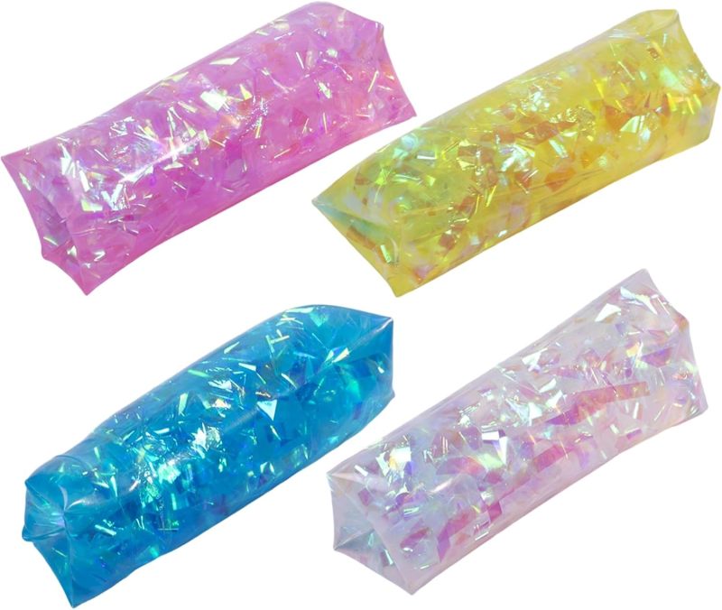 Water Snake Stress Toy 4-Pack 11cm Soft Durable Rubber - Captivating Shimmering Ribbons Stress Relief Toy for Kids Adults Office School On-the-Go Use - Image 1