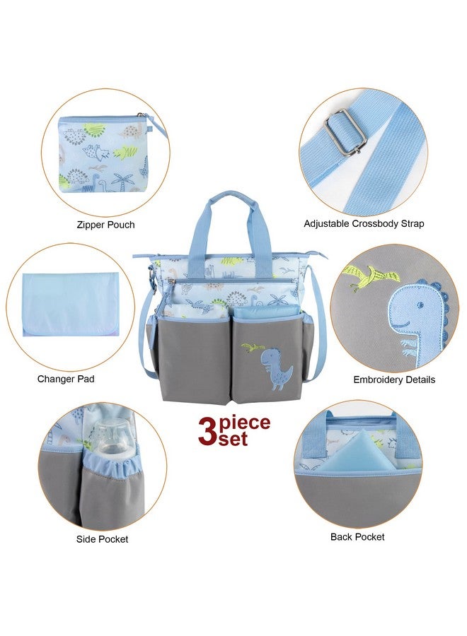 Baby Essentials Crossbody Dinosaur Diaper Bag Tote with Changing Station for Baby Boy, 3 Piece Diaper Bag Set (Dinosaurs) - Image 1