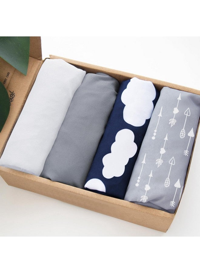 Biloban Baby Bassinet Sheets 4 Pack Compatible With Besrey, Bellababy, Foalom, Fodoss, Miclassic, Milliard And Tcbunny Bassinet, Ultra Soft & Skin-Friendly, Grey Print - Image 1