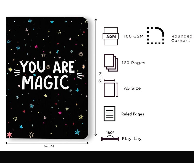 BOUND N FOUND 90 GSM A5 Journal: 160 Pages | Ruled | (You Are Magic) - Image 2